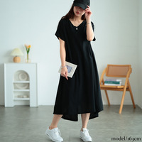 大きいサイズ レディース 吸水速乾＆UVカット肩タックワンピース