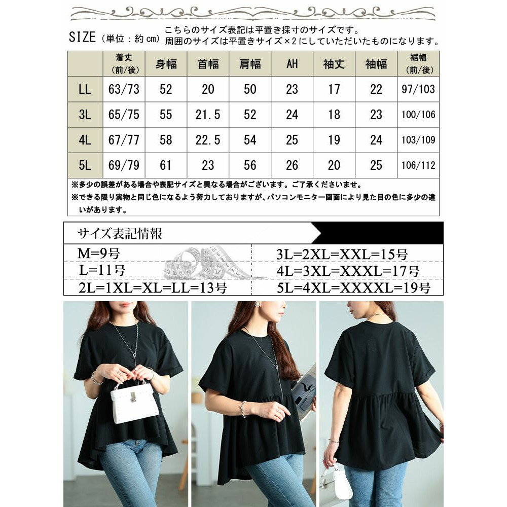 大きいサイズ レディース 吸水速乾&UVカットペプラムプルオーバー18