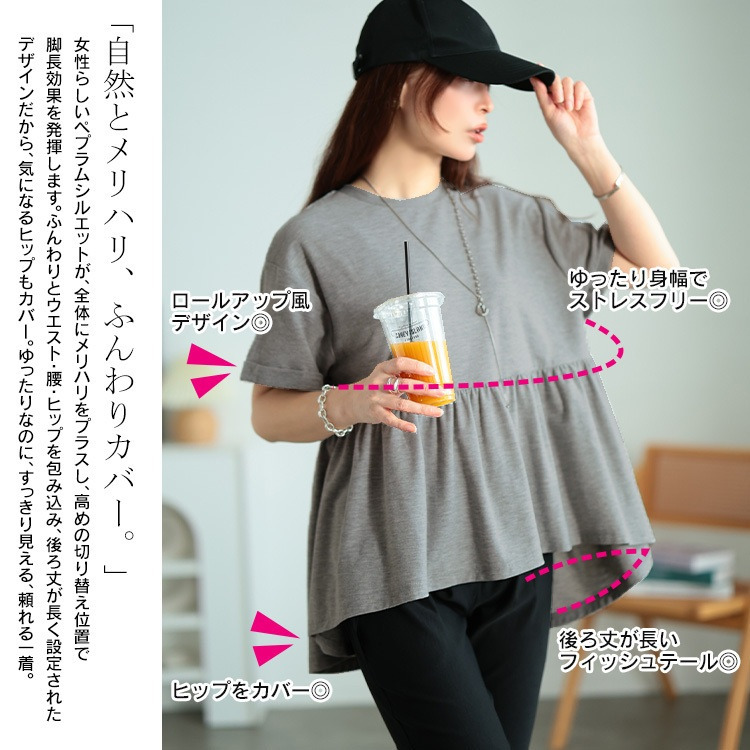 大きいサイズ レディース 吸水速乾&UVカットペプラムプルオーバー4