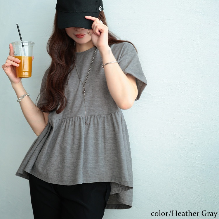 大きいサイズ レディース 吸水速乾&UVカットペプラムプルオーバー1