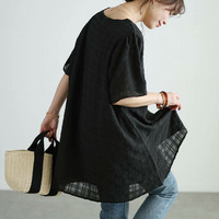 大きいサイズ レディース 異素材レイヤードVネックチュニック