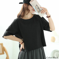 大きいサイズ レディース クロップド丈ワイドTシャツ