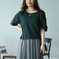 大きいサイズ レディース クロップド丈ワイドTシャツ