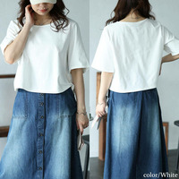 大きいサイズ レディース クロップド丈ワイドTシャツ