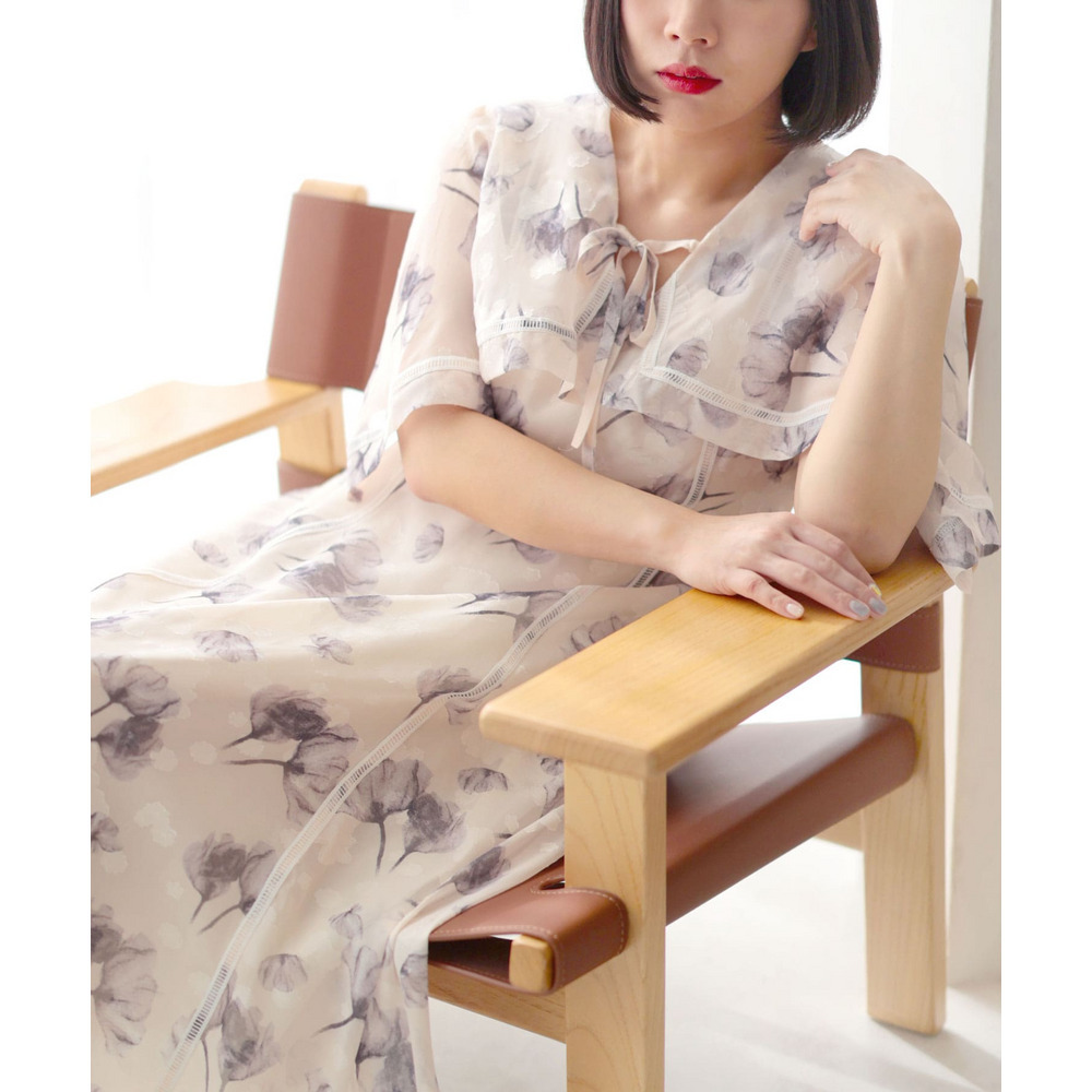 大きいサイズ レディース ケープスリーブフラワーワンピース16