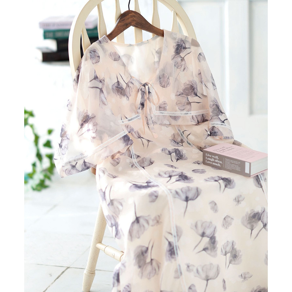 大きいサイズ レディース ケープスリーブフラワーワンピース21