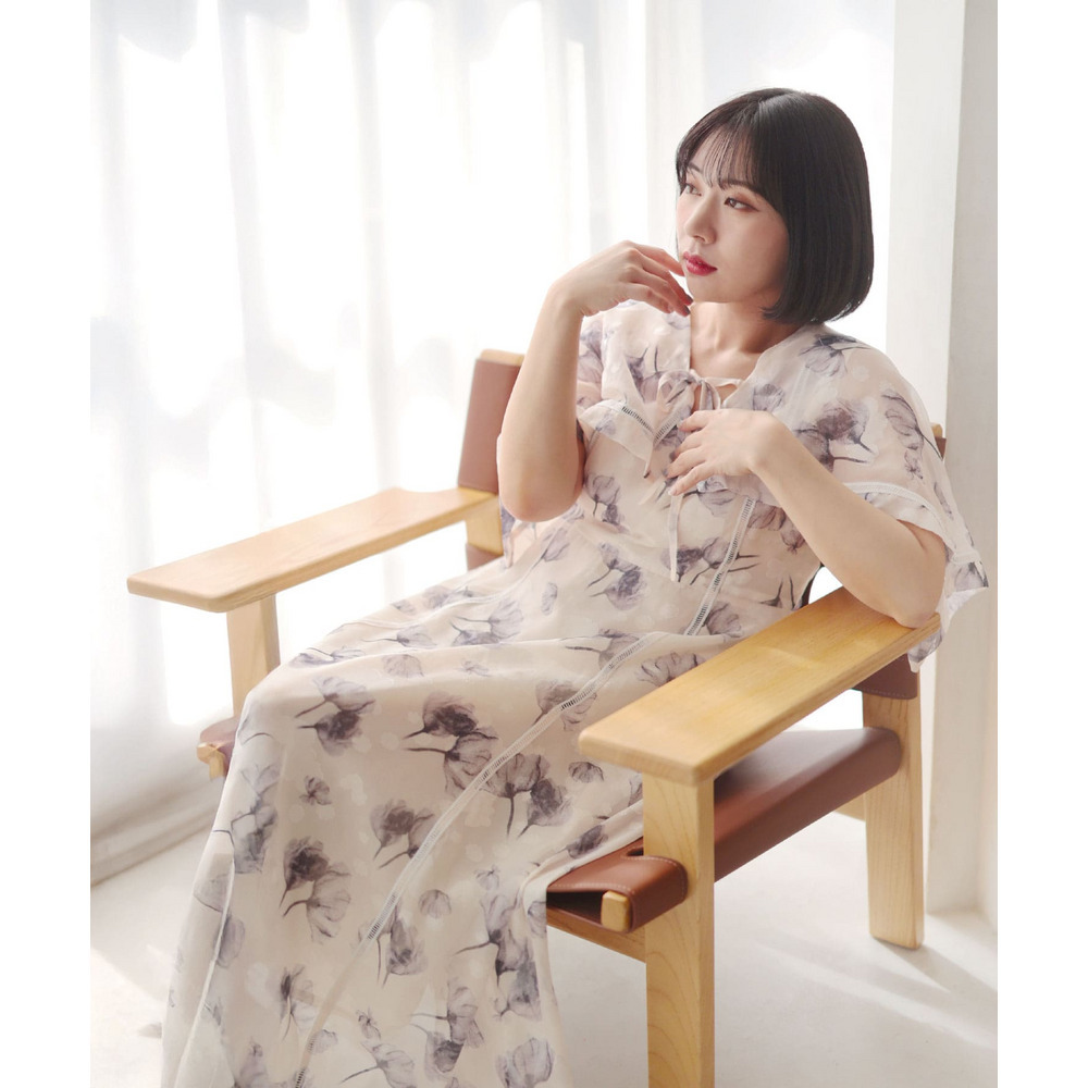 大きいサイズ レディース ケープスリーブフラワーワンピース8