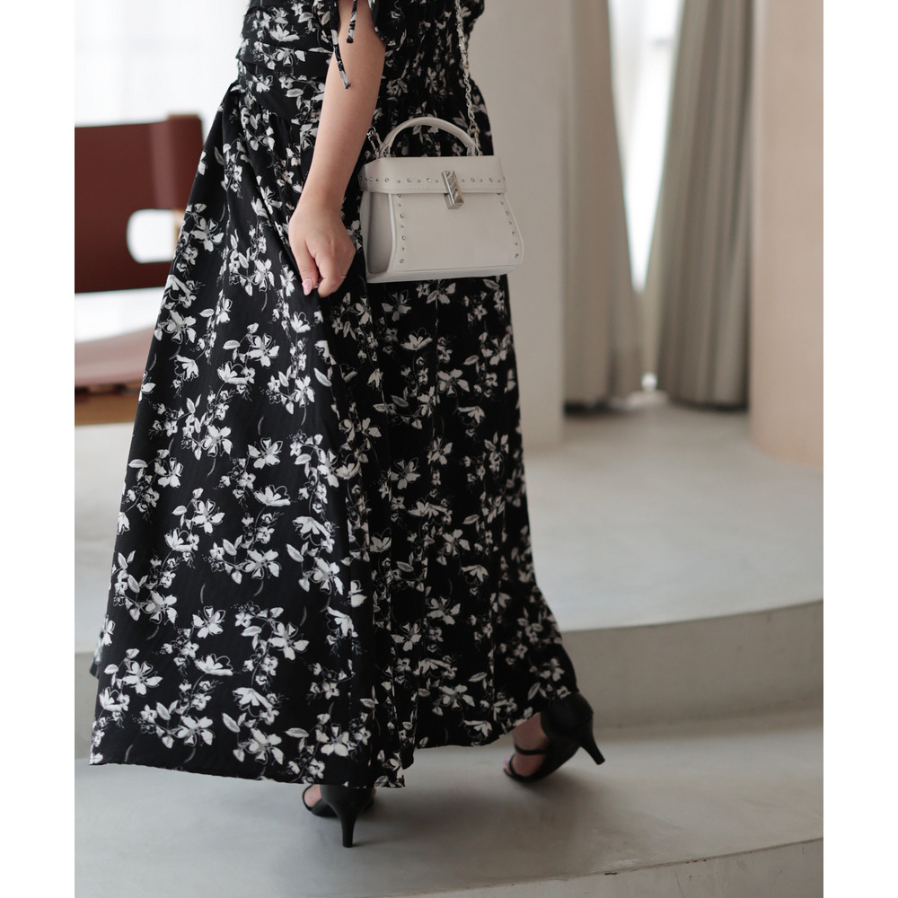 大きいサイズ レディース レトロフラワーウエストタックワンピース17