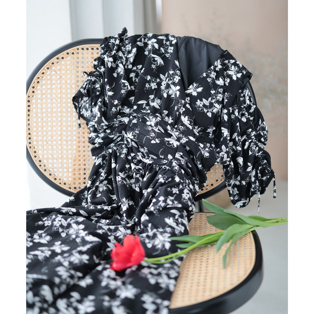 大きいサイズ レディース レトロフラワーウエストタックワンピース18