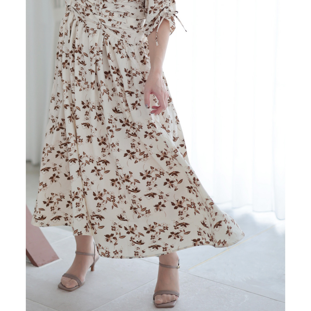 大きいサイズ レディース レトロフラワーウエストタックワンピース7