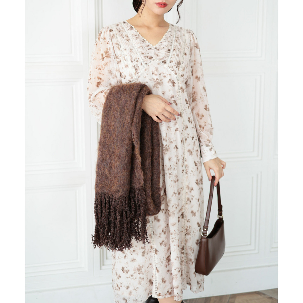 大きいサイズ レディース フラワープリントレース切替ワンピース18