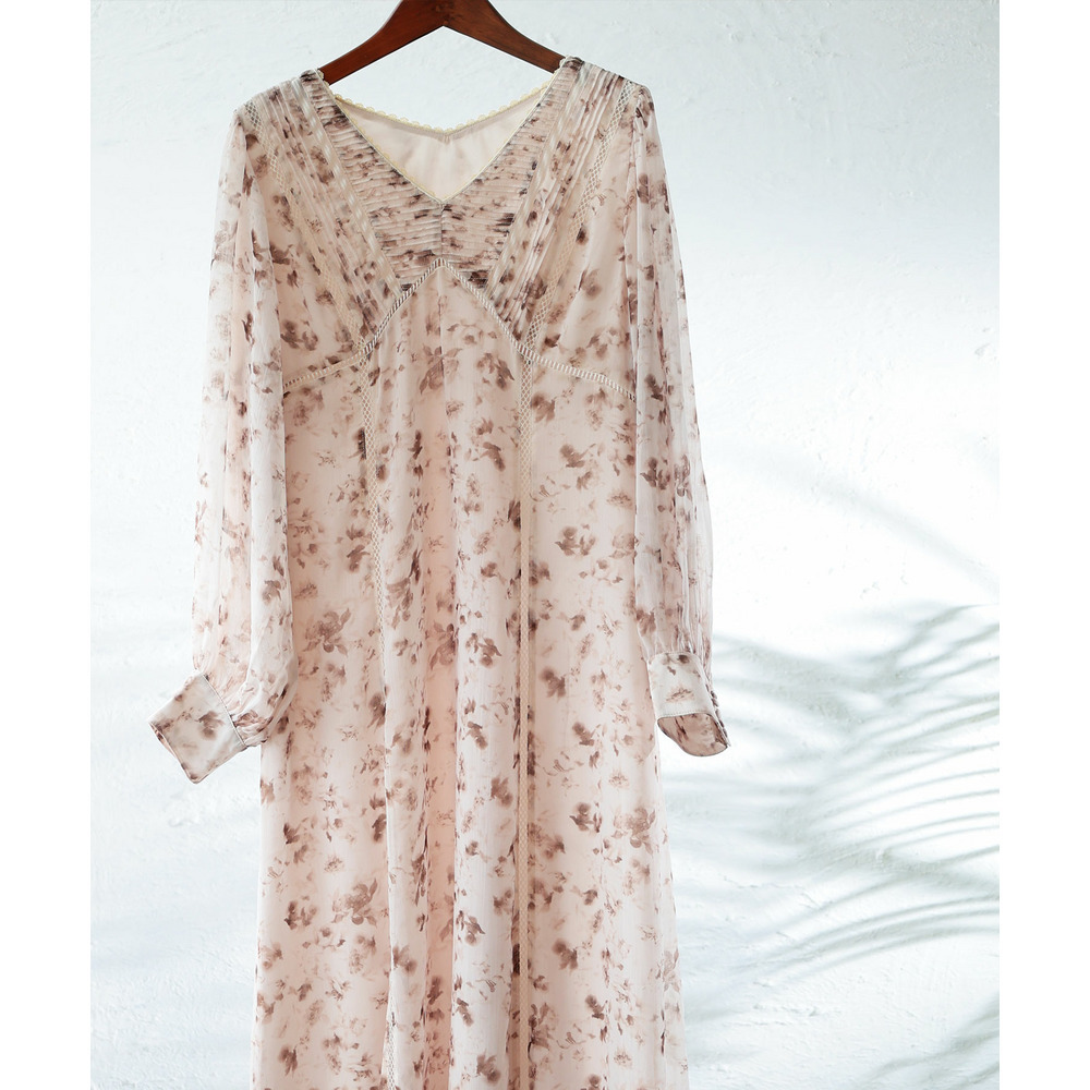 大きいサイズ レディース フラワープリントレース切替ワンピース20