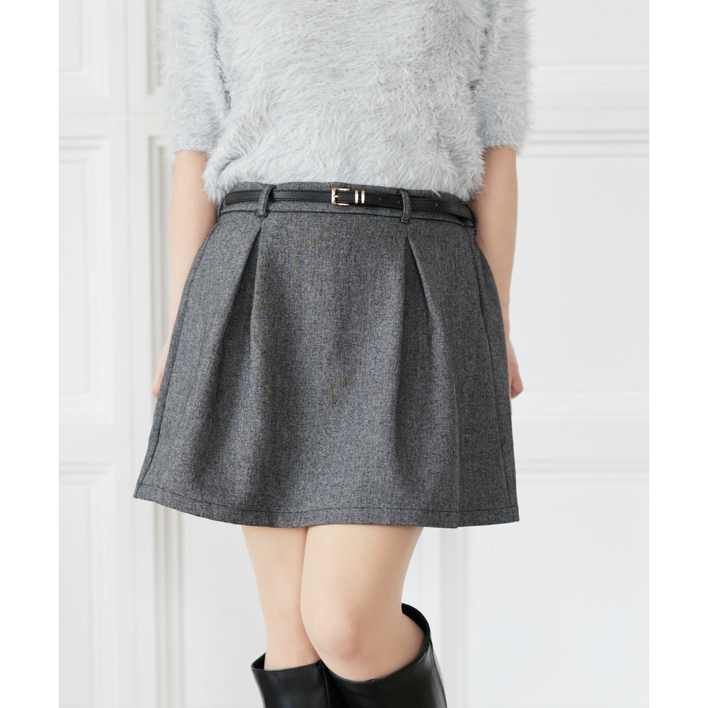 大きいサイズ レディース タックフレアミニスカート