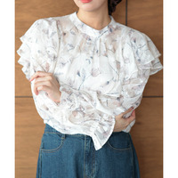 大きいサイズ レディース フラワージャガードシフォンブラウス