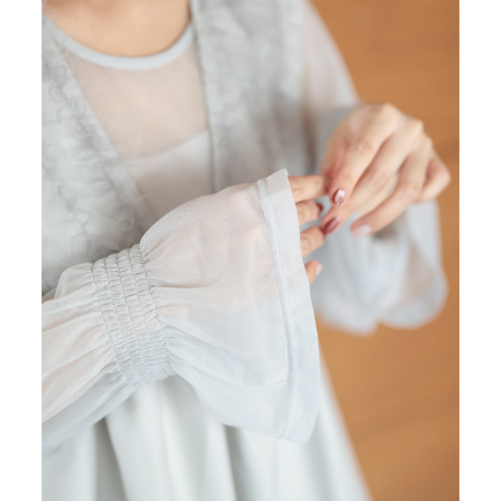 大きいサイズ レディース ペプラムベスト&シアーブラウスセット15