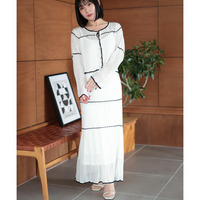 大きいサイズ レディース 配色ラインニットセットアップ