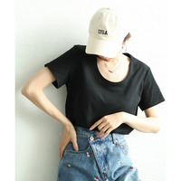 大きいサイズ レディース シルクタッチUネックTシャツ