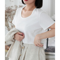 大きいサイズ レディース シルクタッチUネックTシャツ