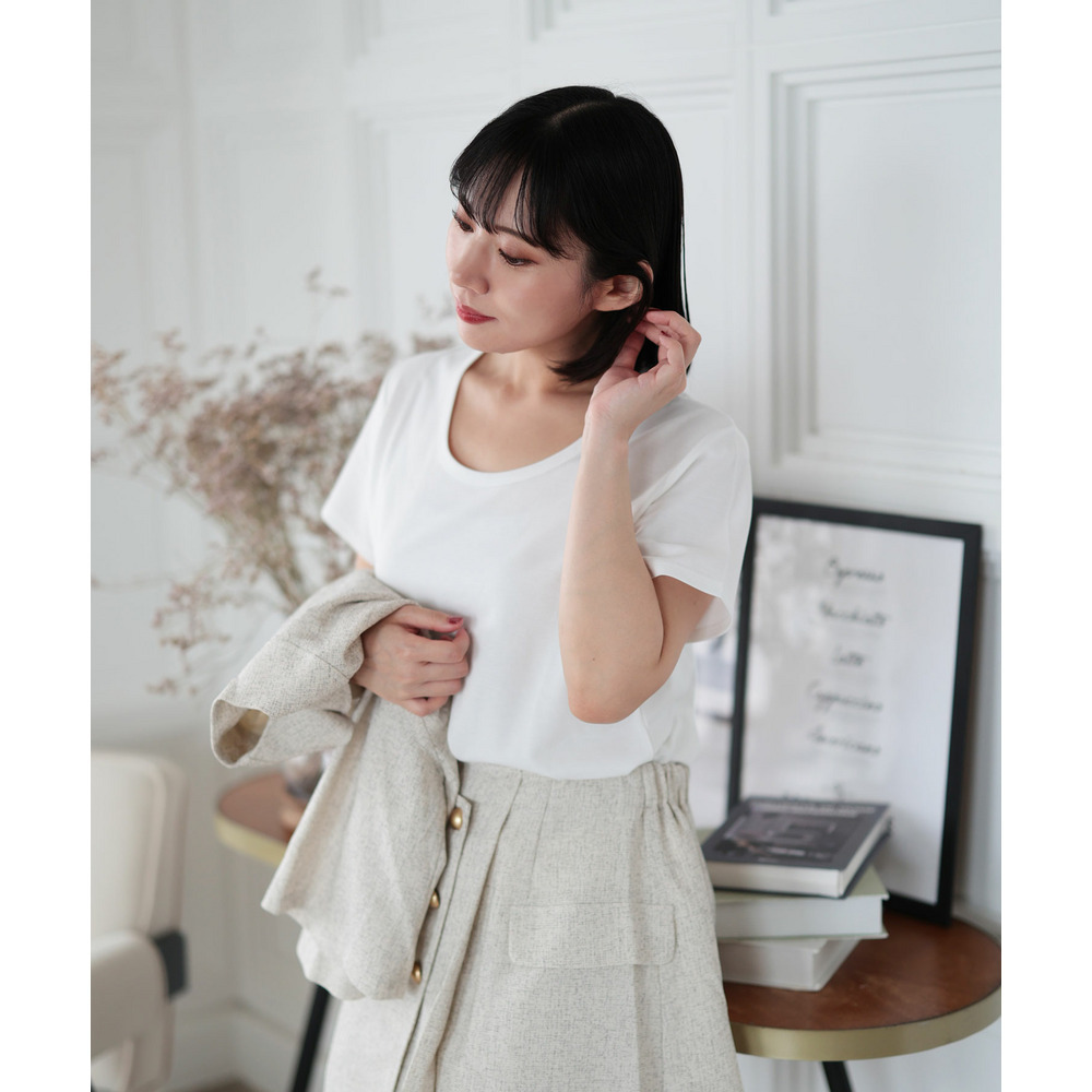 大きいサイズ レディース シルクタッチUネックTシャツ10