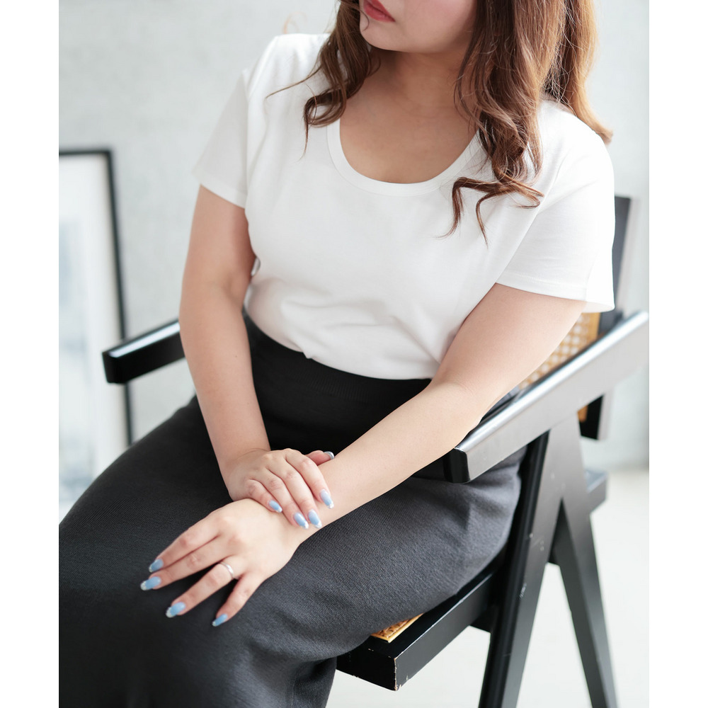 大きいサイズ レディース シルクタッチUネックTシャツ12