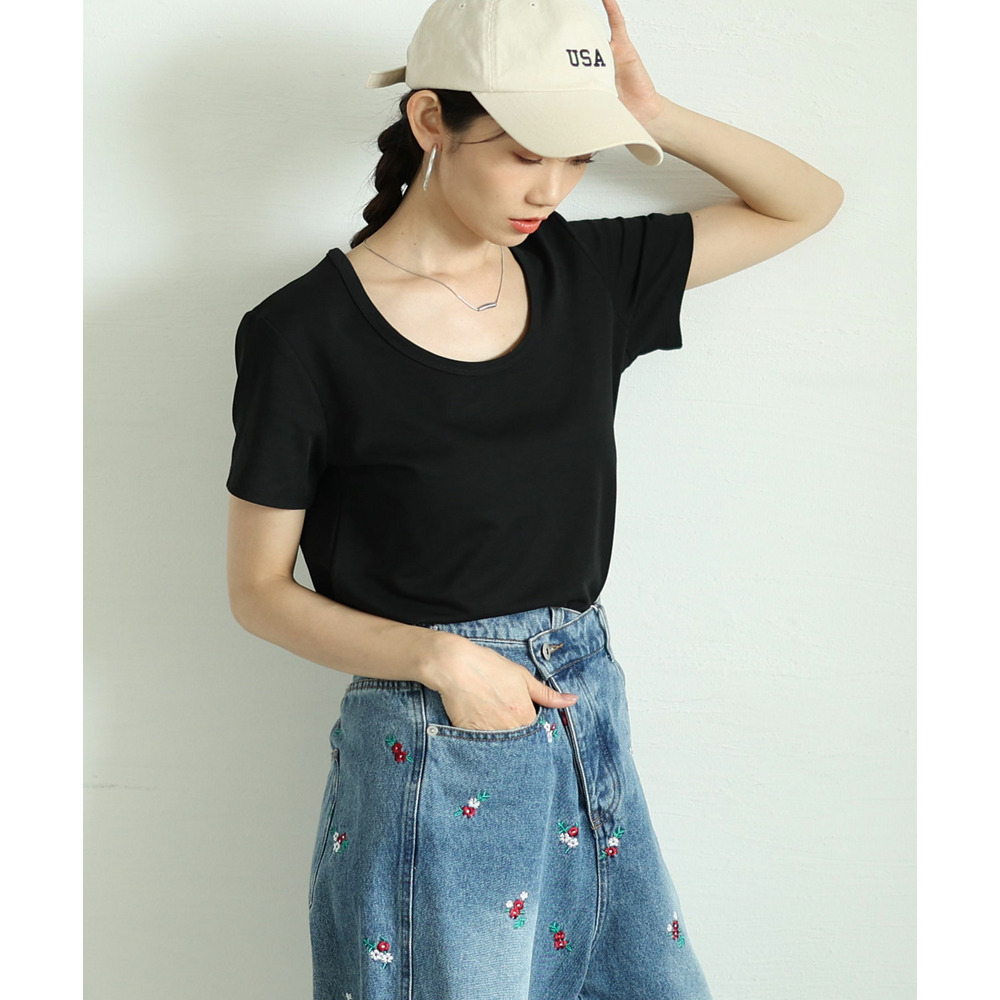 大きいサイズ レディース シルクタッチUネックTシャツ14