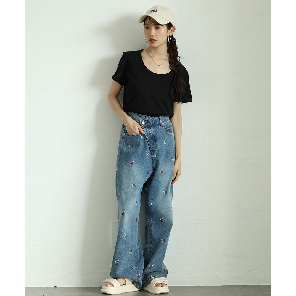 大きいサイズ レディース シルクタッチUネックTシャツ15