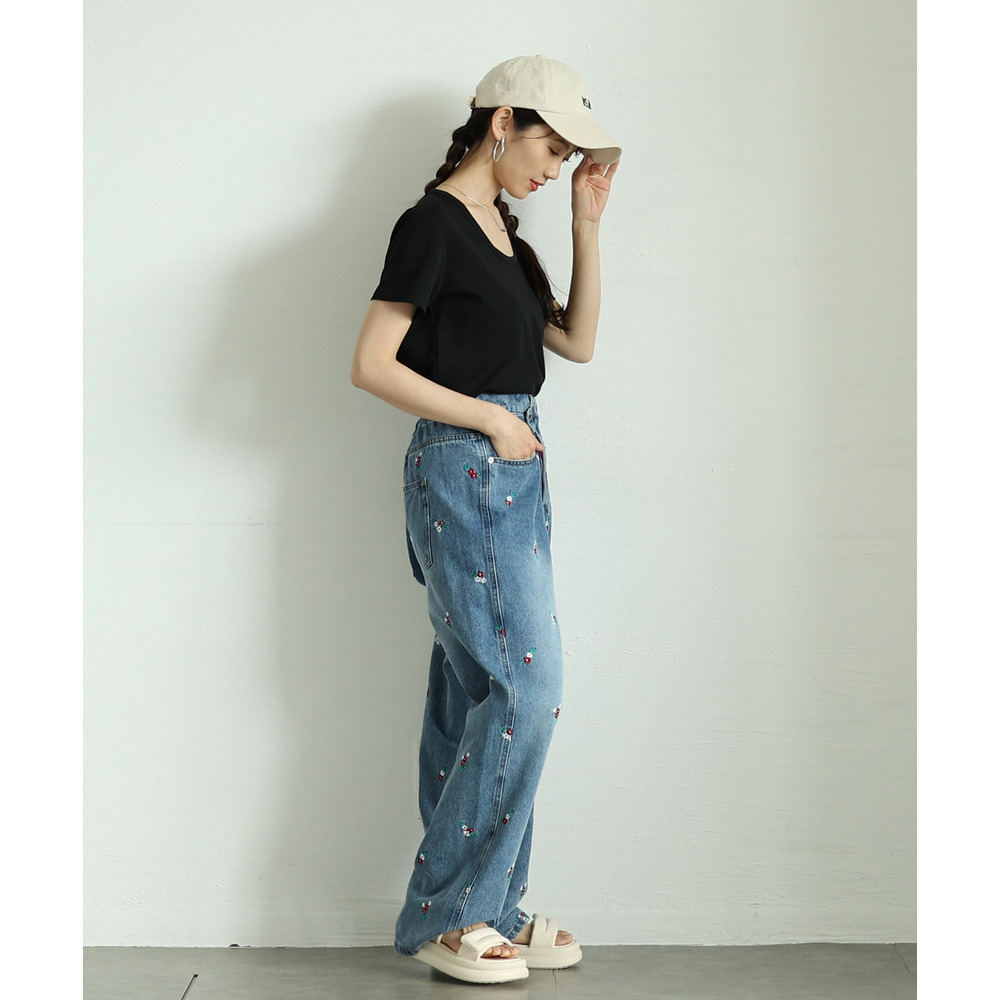 大きいサイズ レディース シルクタッチUネックTシャツ16