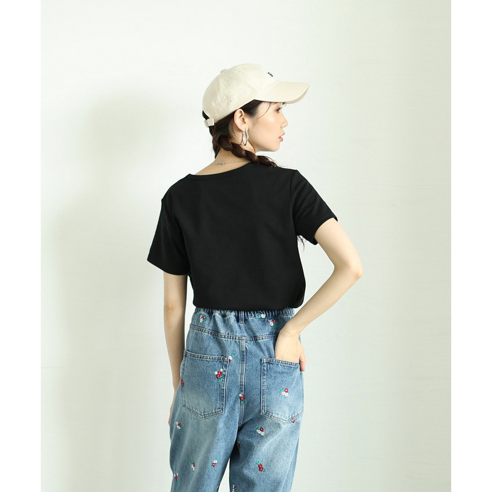 大きいサイズ レディース シルクタッチUネックTシャツ17