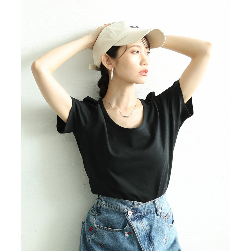 大きいサイズ レディース シルクタッチUネックTシャツ18