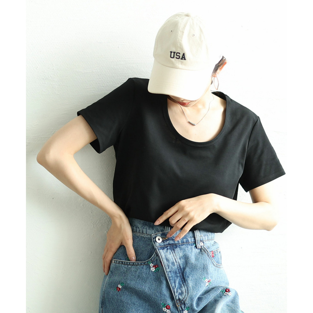 大きいサイズ レディース シルクタッチUネックTシャツ2