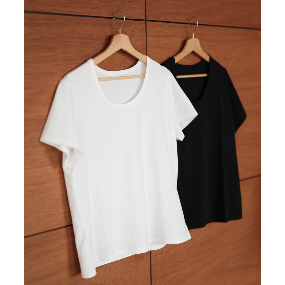 大きいサイズ レディース シルクタッチUネックTシャツ21