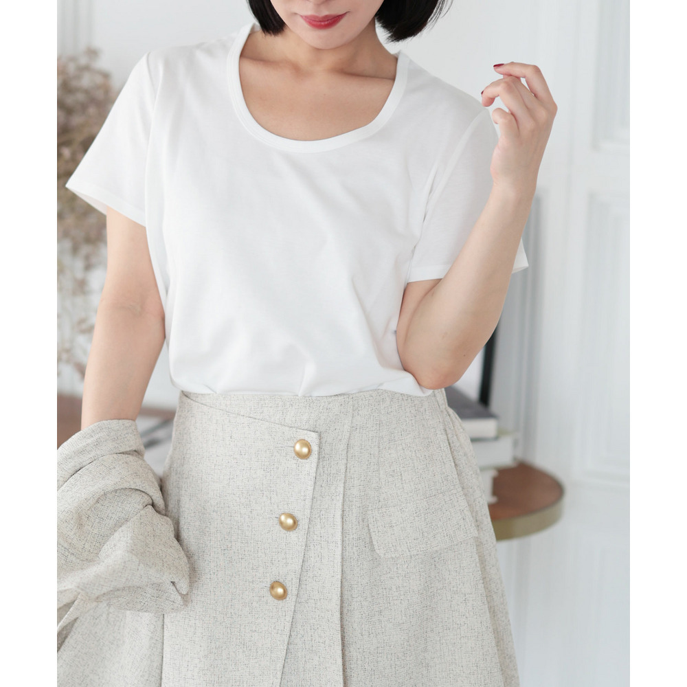 大きいサイズ レディース シルクタッチUネックTシャツ6