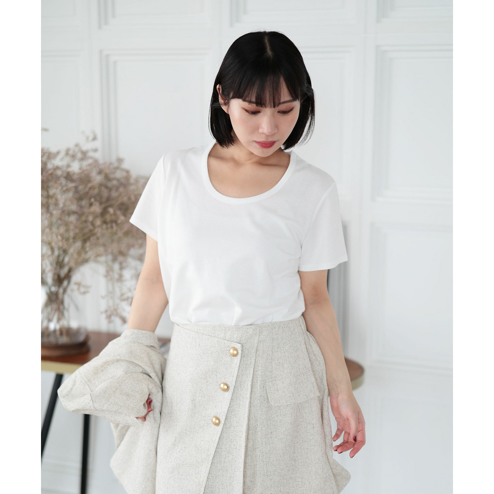 大きいサイズ レディース シルクタッチUネックTシャツ8