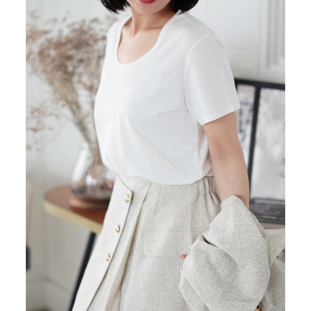 大きいサイズ レディース シルクタッチUネックTシャツ9