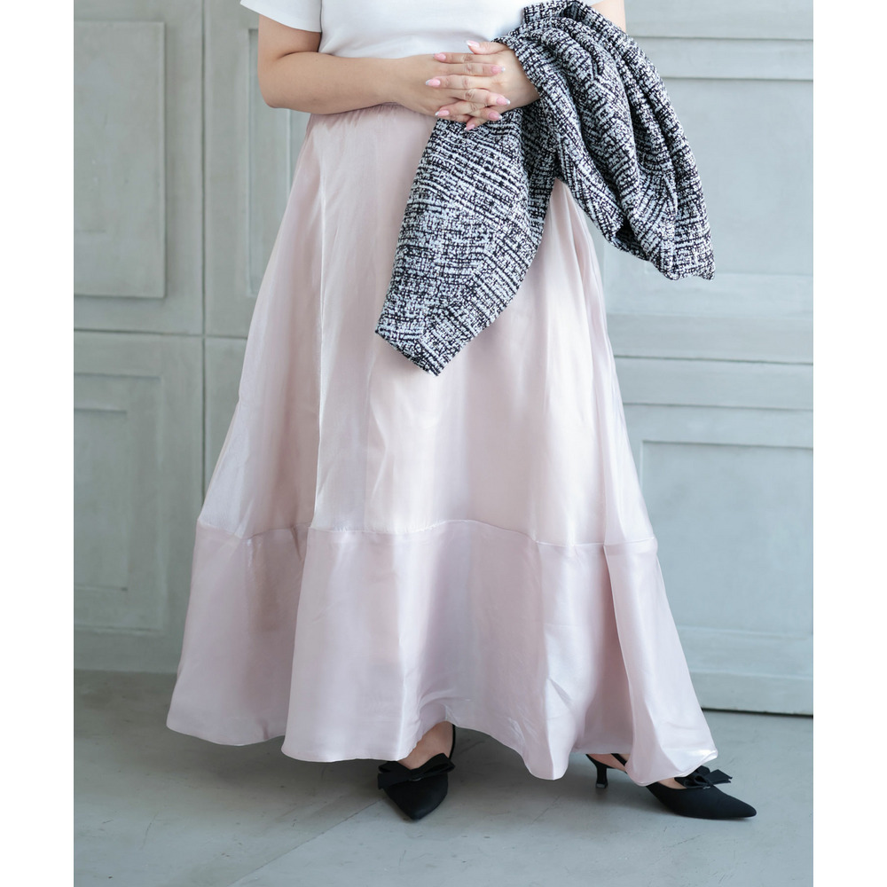 大きいサイズ レディース サテンフレアスカート1