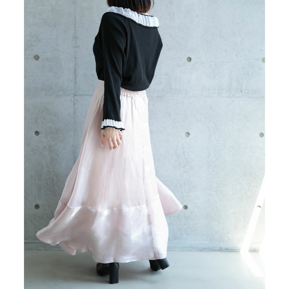 大きいサイズ レディース サテンフレアスカート10