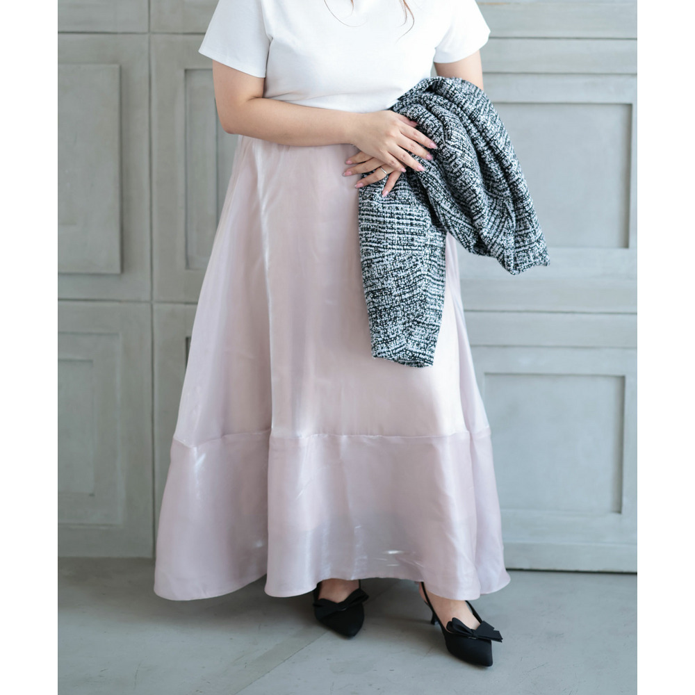 大きいサイズ レディース サテンフレアスカート11