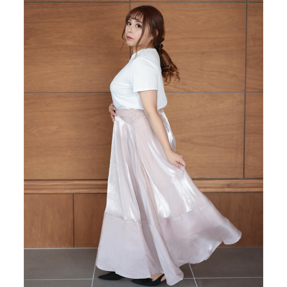 大きいサイズ レディース サテンフレアスカート12