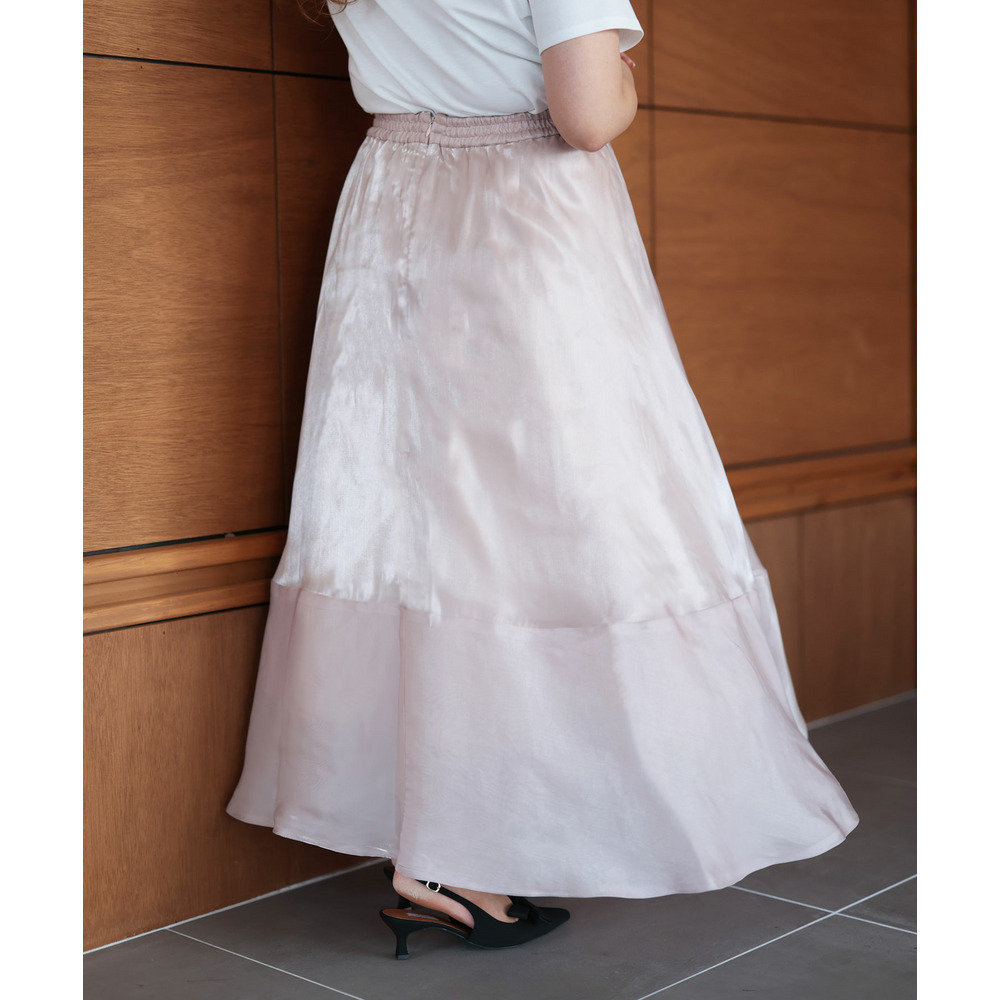 大きいサイズ レディース サテンフレアスカート13