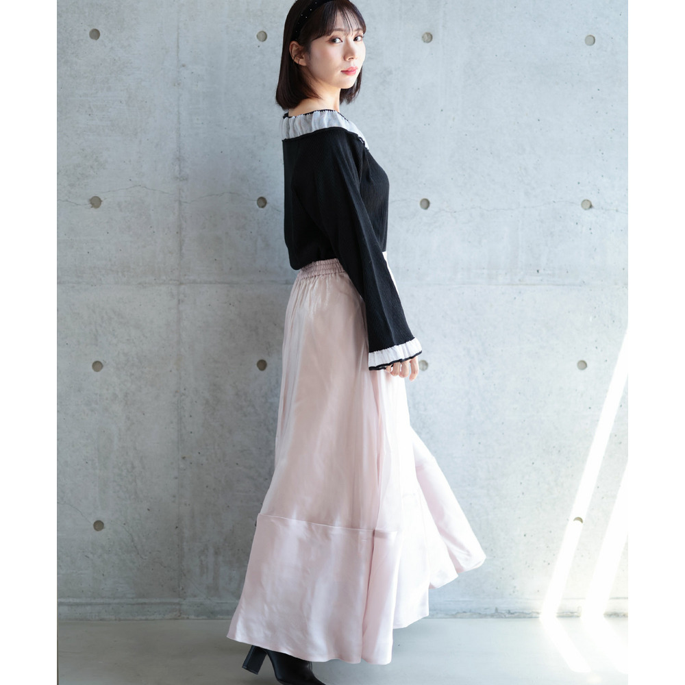 大きいサイズ レディース サテンフレアスカート17