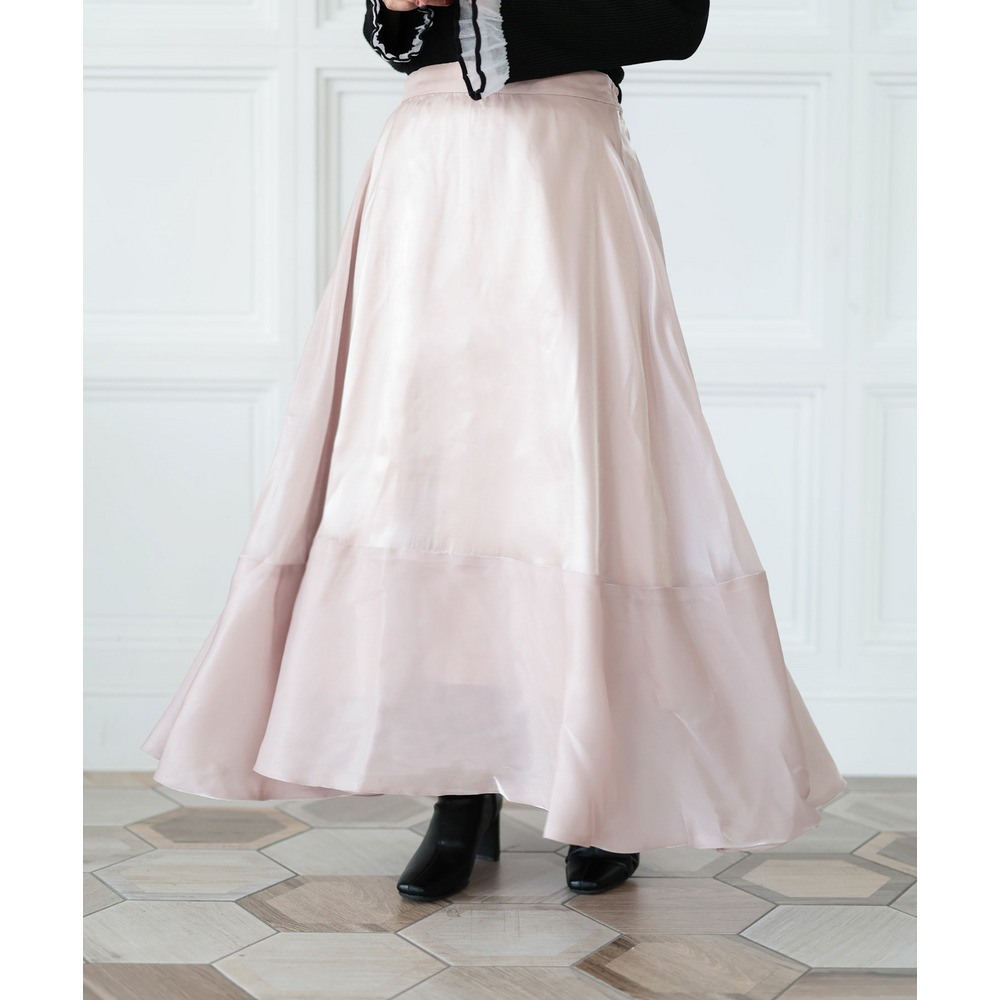 大きいサイズ レディース サテンフレアスカート2