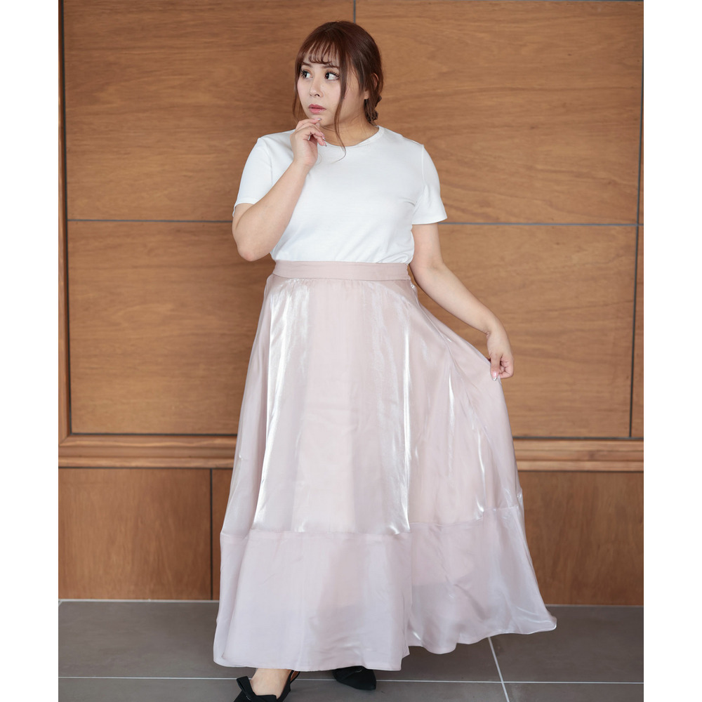 大きいサイズ レディース サテンフレアスカート3