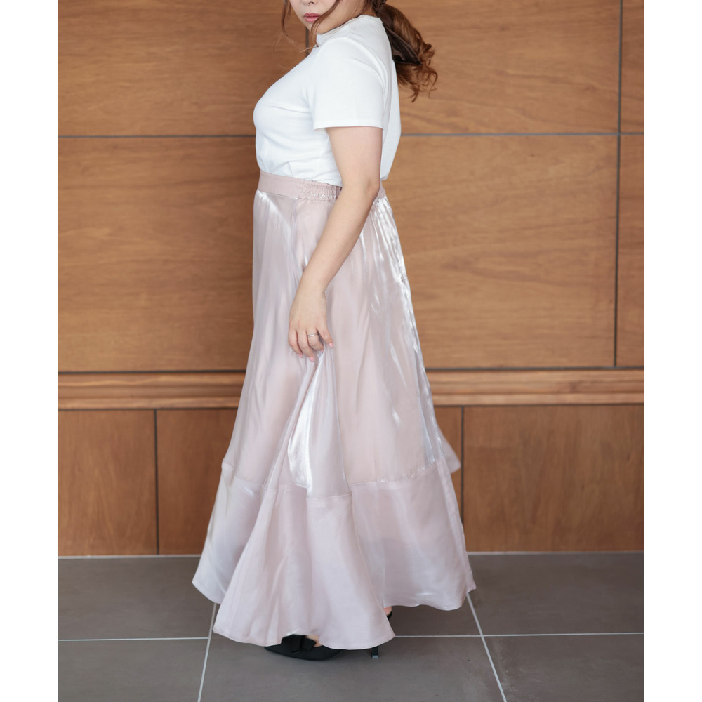 大きいサイズ レディース サテンフレアスカート4