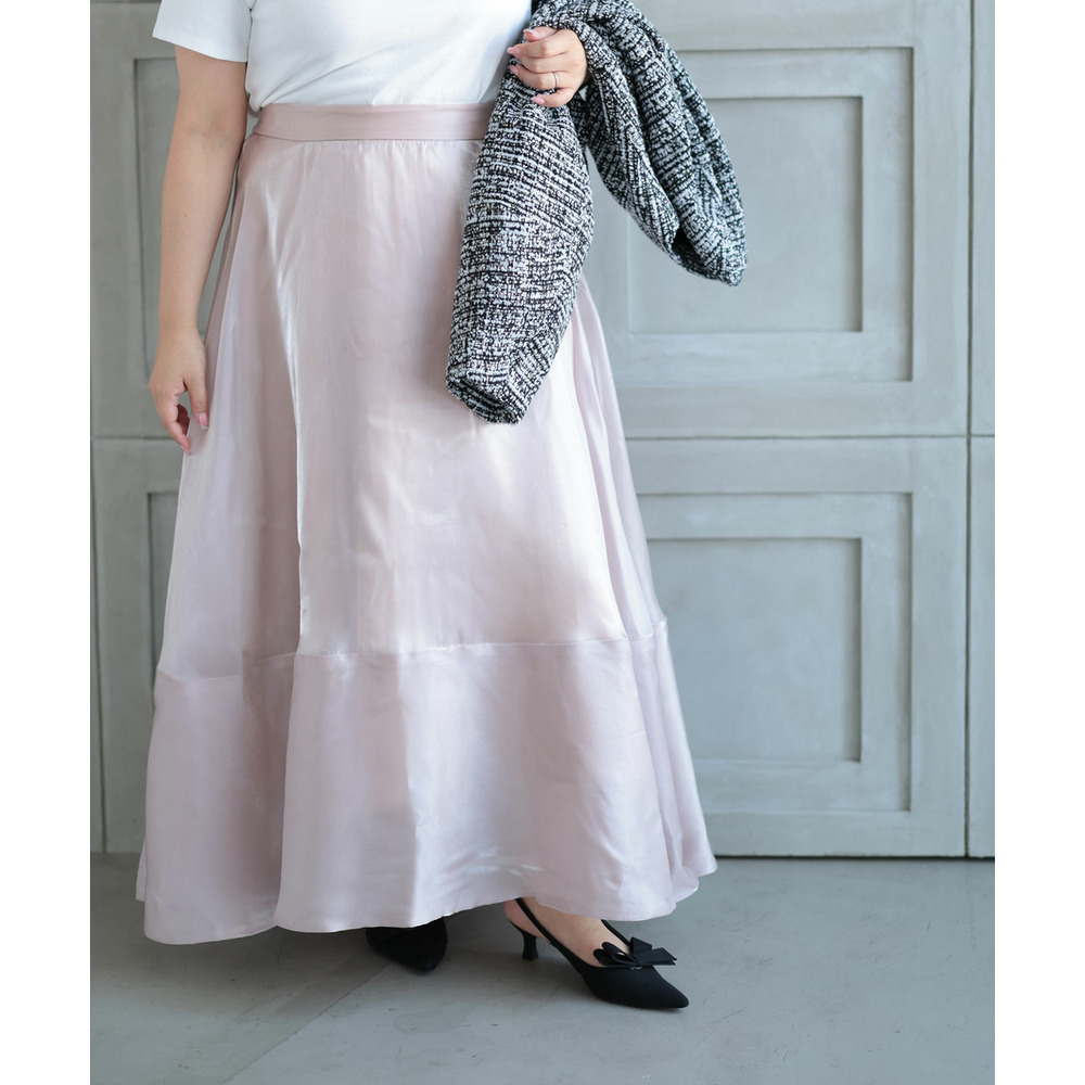 大きいサイズ レディース サテンフレアスカート5