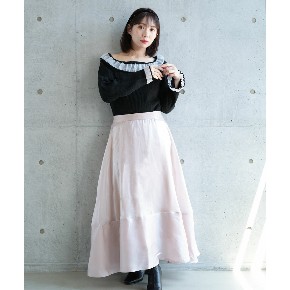 大きいサイズ レディース サテンフレアスカート6