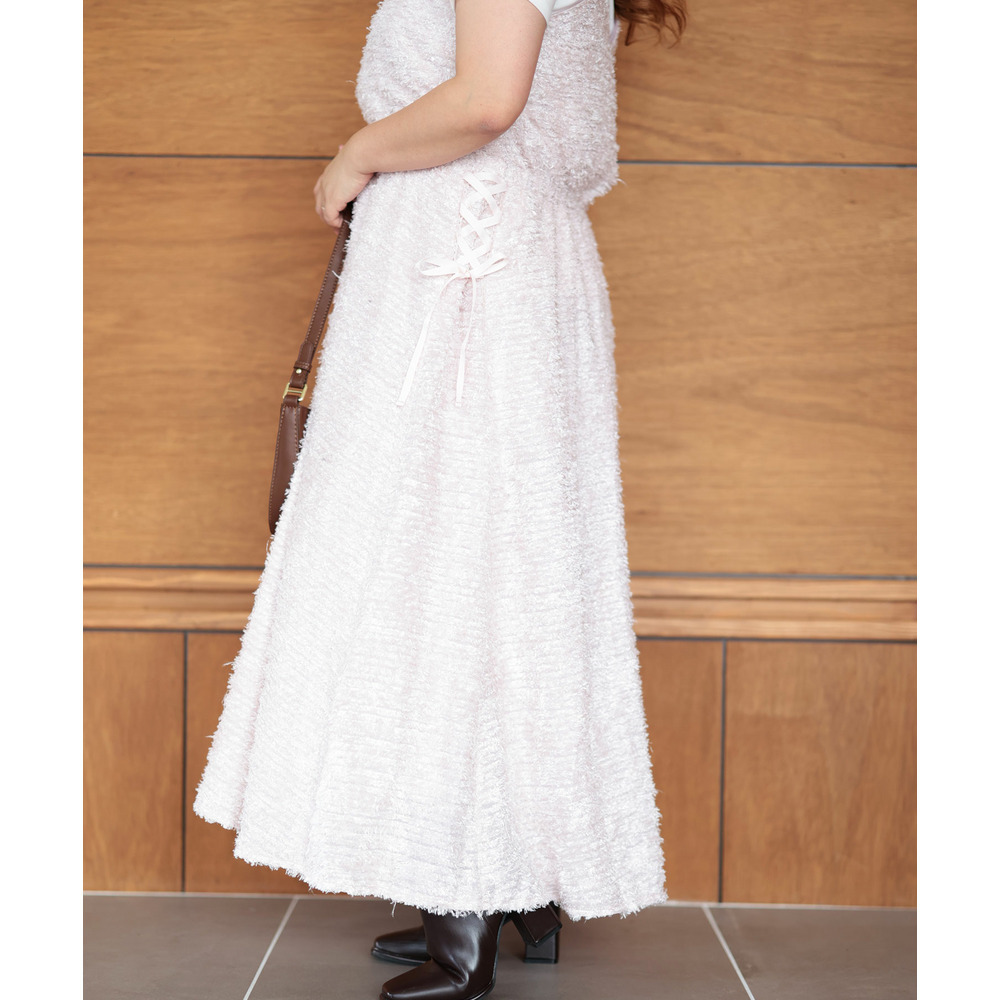 大きいサイズ レディース シャギー調サイドリボンキャミワンピース11