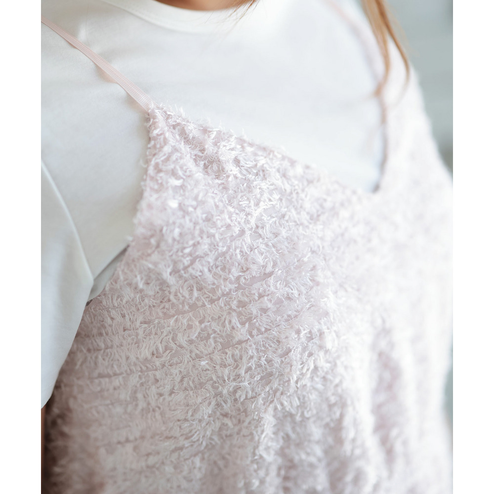 大きいサイズ レディース シャギー調サイドリボンキャミワンピース13