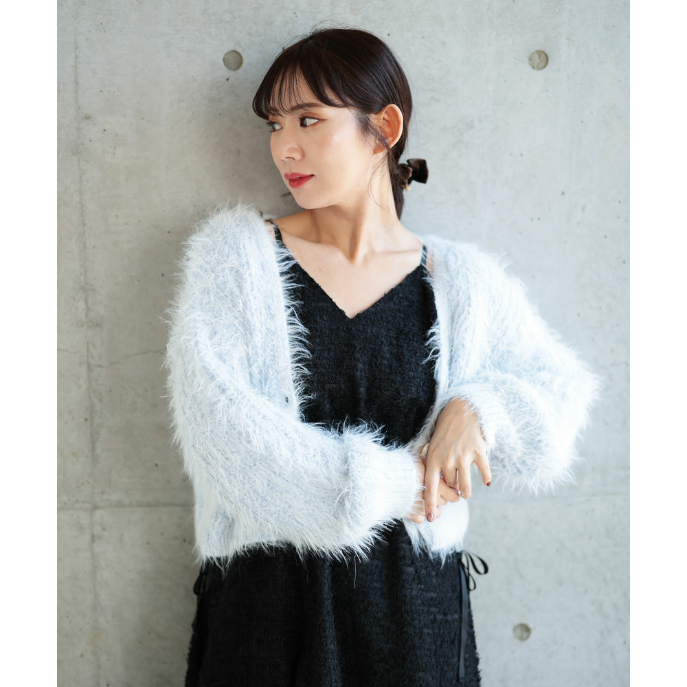 大きいサイズ レディース シャギー調サイドリボンキャミワンピース16