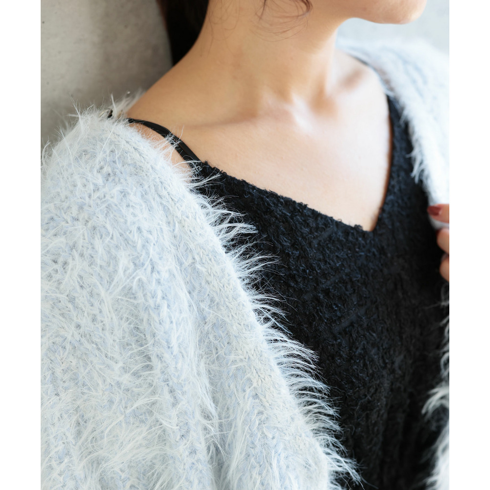 大きいサイズ レディース シャギー調サイドリボンキャミワンピース19