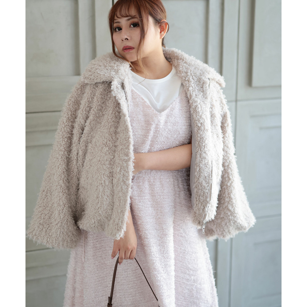 大きいサイズ レディース シャギー調サイドリボンキャミワンピース21